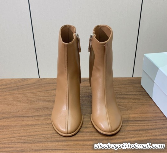 Durable The Row Leather Heel Ankle Boots 8cm TR102803 Brown 2025