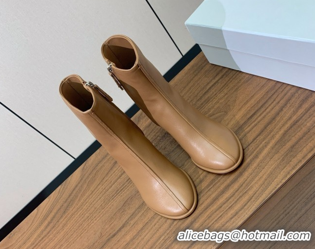 Durable The Row Leather Heel Ankle Boots 8cm TR102803 Brown 2025