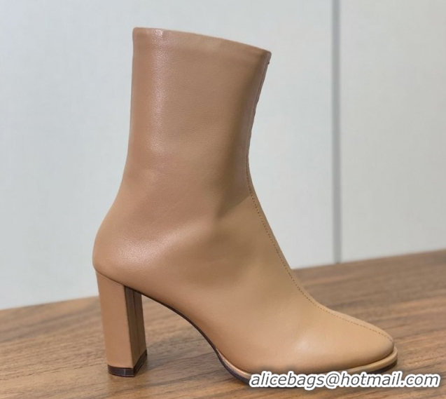 Durable The Row Leather Heel Ankle Boots 8cm TR102803 Brown 2025