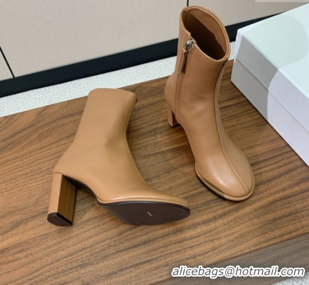 Durable The Row Leather Heel Ankle Boots 8cm TR102803 Brown 2025
