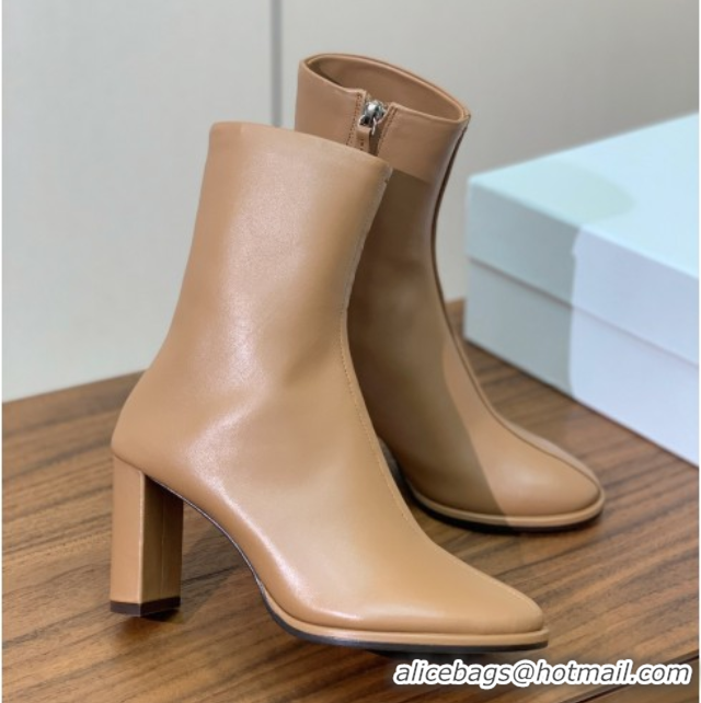 Durable The Row Leather Heel Ankle Boots 8cm TR102803 Brown 2025