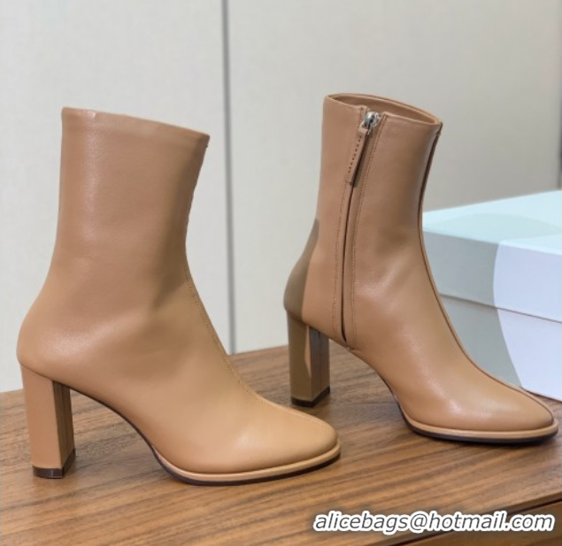 Durable The Row Leather Heel Ankle Boots 8cm TR102803 Brown 2025