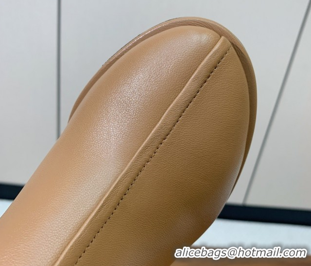 Durable The Row Leather Heel Ankle Boots 8cm TR102803 Brown 2025