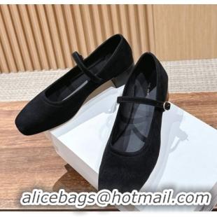 Good Looking The Row Suede Mary Janes Pumps 3.5cm TR102804 Black 2025