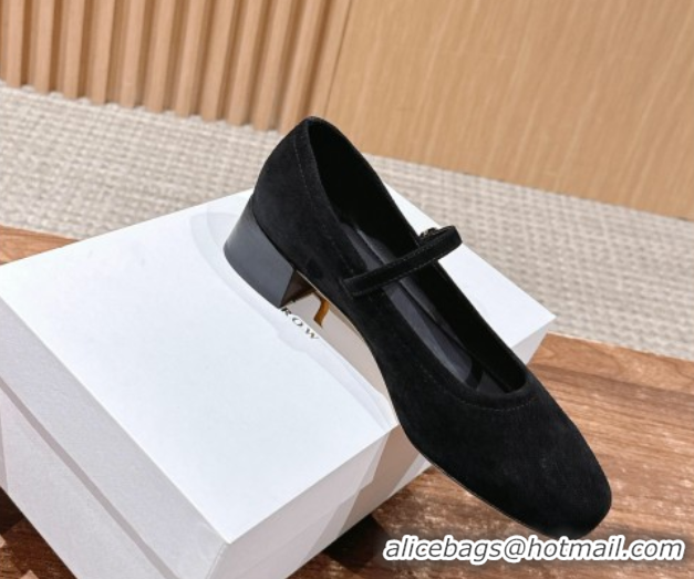 Good Looking The Row Suede Mary Janes Pumps 3.5cm TR102804 Black 2025