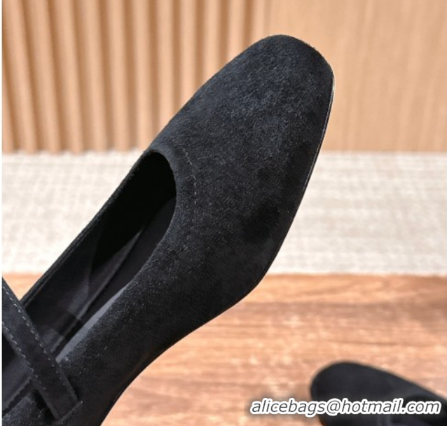 Good Looking The Row Suede Mary Janes Pumps 3.5cm TR102804 Black 2025