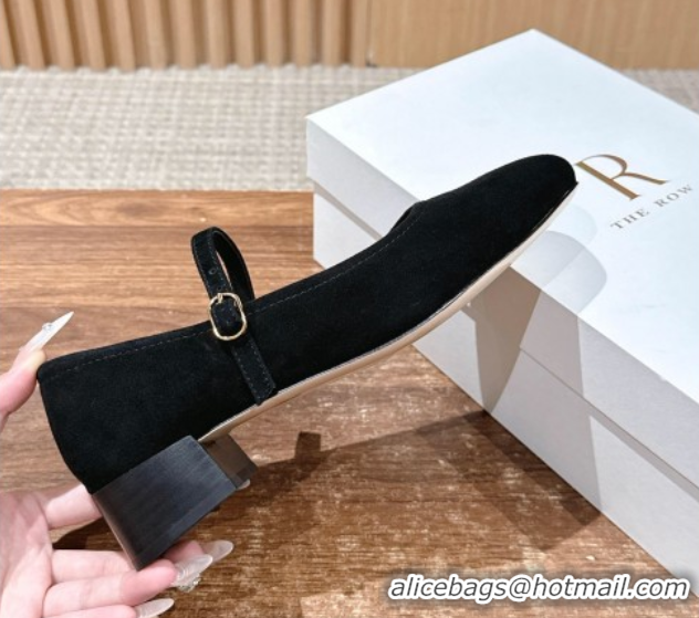 Good Looking The Row Suede Mary Janes Pumps 3.5cm TR102804 Black 2025