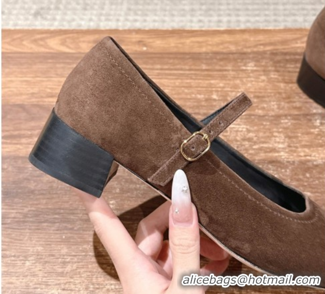 Grade The Row Suede Mary Janes Pumps 3.5cm TR102804 Brown 2025