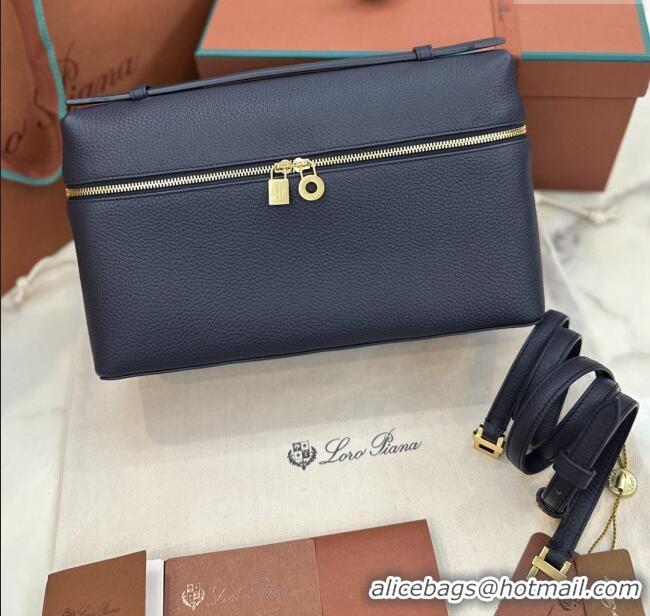Top Design Loro Piana Extra Pocket Pouch L27 in Grained Calfskin L0427 Royal Blue 2025