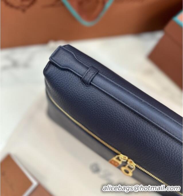 Top Design Loro Piana Extra Pocket Pouch L27 in Grained Calfskin L0427 Royal Blue 2025
