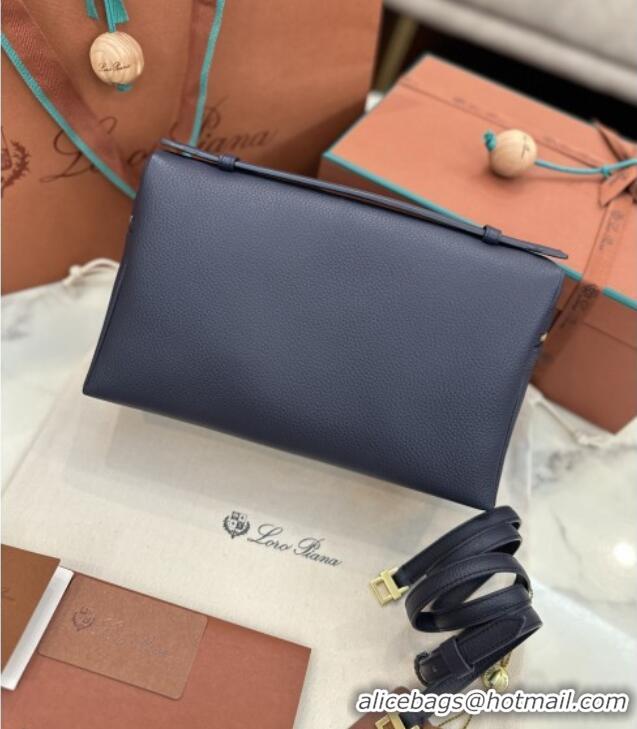 Top Design Loro Piana Extra Pocket Pouch L27 in Grained Calfskin L0427 Royal Blue 2025