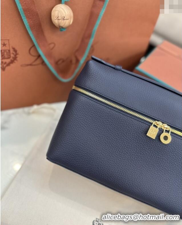 Top Design Loro Piana Extra Pocket Pouch L27 in Grained Calfskin L0427 Royal Blue 2025