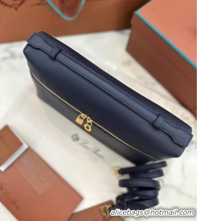 Top Design Loro Piana Extra Pocket Pouch L27 in Grained Calfskin L0427 Royal Blue 2025