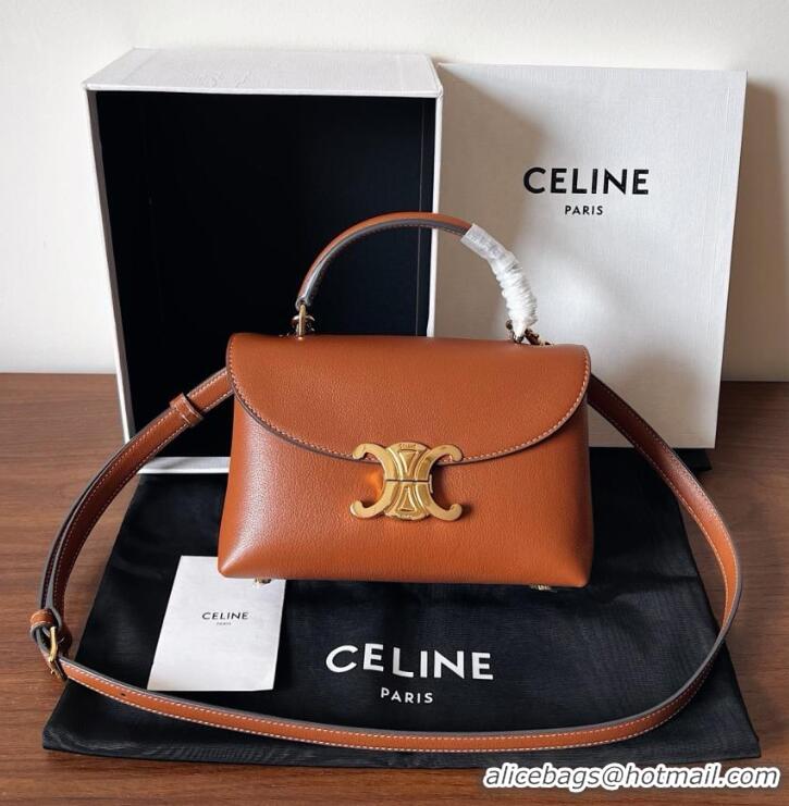 Market Sells Celine Medium Nino Top Handle bag in Supple Calfskin 117523 Tan