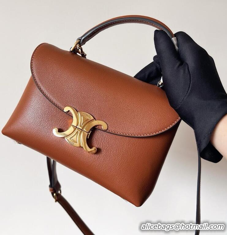 Market Sells Celine Medium Nino Top Handle bag in Supple Calfskin 117523 Tan