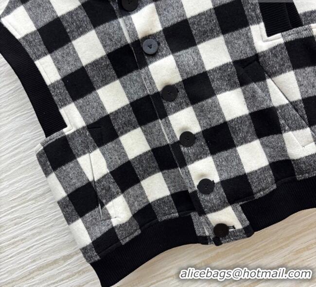 Buy Classic Louis Vuitton Plaid Vest and Mini Skirt Set 0904 Black/White 2025