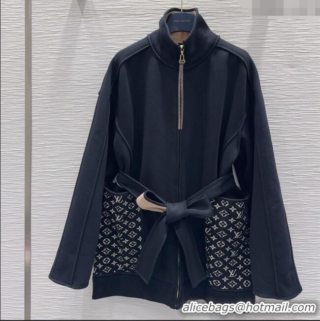 Top Design Louis Vuitton Monogram Accent Coat LV102902 Black 2025