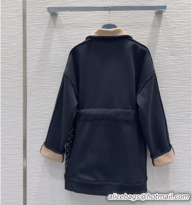 Top Design Louis Vuitton Monogram Accent Coat LV102902 Black 2025