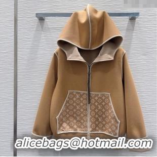 Best Product Louis Vuitton Monogram Accent Hoodie Jacket LV102903 Beige 2025