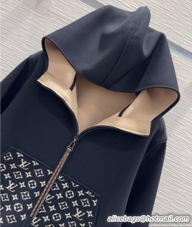 Spot Bulk Louis Vuitton Monogram Accent Hoodie Jacket LV102905 Black 2025