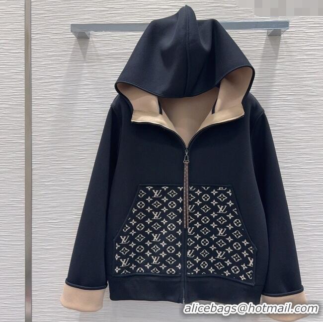 Spot Bulk Louis Vuitton Monogram Accent Hoodie Jacket LV102905 Black 2025