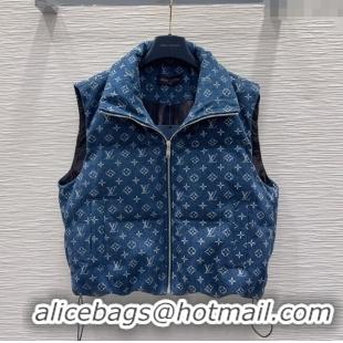 Modern Classic Louis Vuitton Monogram Denim Down Vest LV102508 Blue 2025