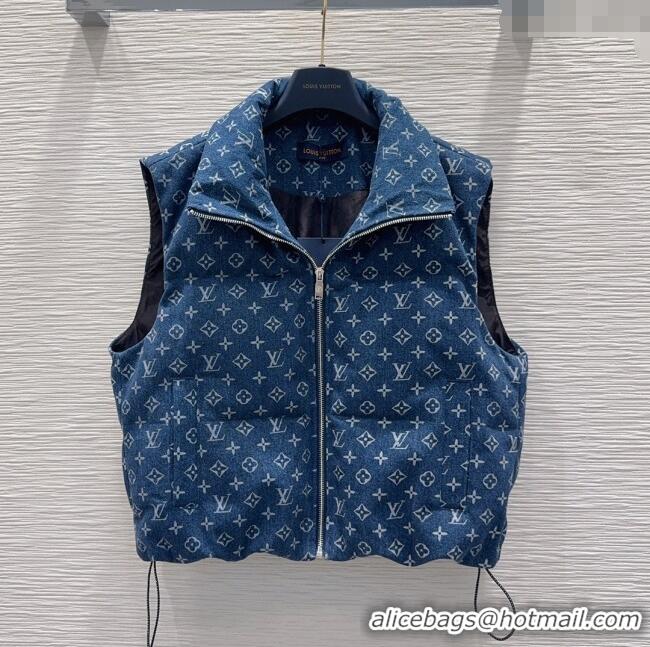 Modern Classic Louis Vuitton Monogram Denim Down Vest LV102508 Blue 2025