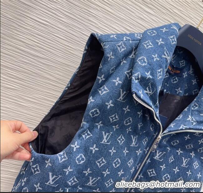 Modern Classic Louis Vuitton Monogram Denim Down Vest LV102508 Blue 2025