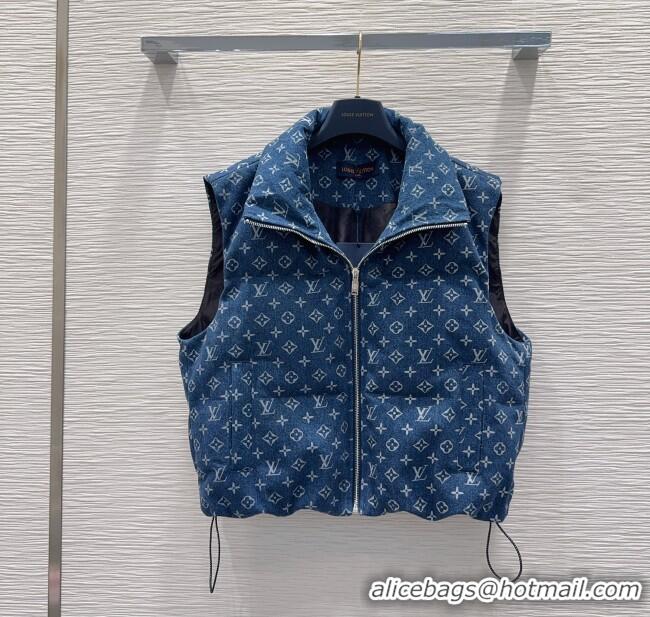 Modern Classic Louis Vuitton Monogram Denim Down Vest LV102508 Blue 2025