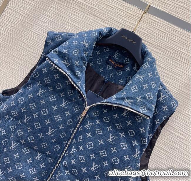 Modern Classic Louis Vuitton Monogram Denim Down Vest LV102508 Blue 2025