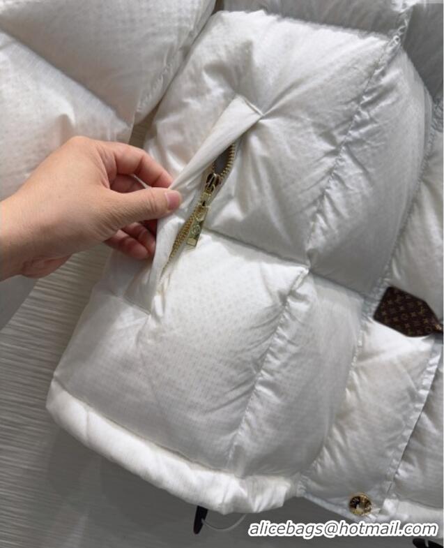 Luxury Cheap Louis Vuitton Monogram Accent Pillow Puffer Down Jacket LV102509 White 2025