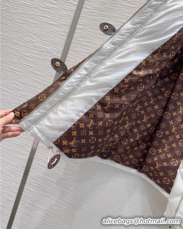 Luxury Cheap Louis Vuitton Monogram Accent Pillow Puffer Down Jacket LV102509 White 2025