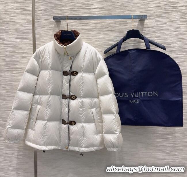 Luxury Cheap Louis Vuitton Monogram Accent Pillow Puffer Down Jacket LV102509 White 2025