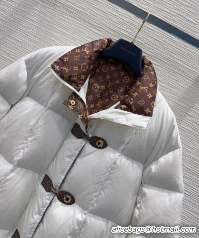 Luxury Cheap Louis Vuitton Monogram Accent Pillow Puffer Down Jacket LV102509 White 2025