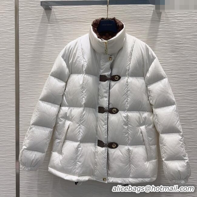 Luxury Cheap Louis Vuitton Monogram Accent Pillow Puffer Down Jacket LV102509 White 2025