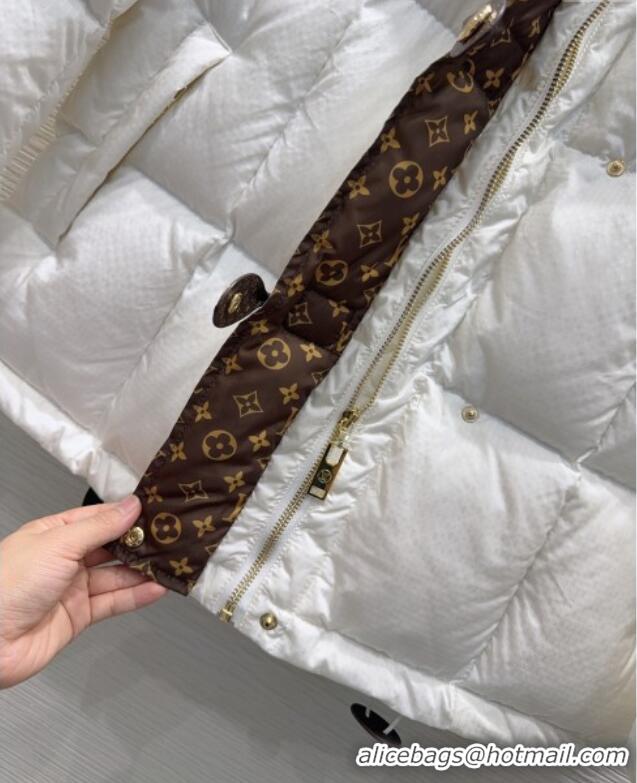 Luxury Cheap Louis Vuitton Monogram Accent Pillow Puffer Down Jacket LV102509 White 2025