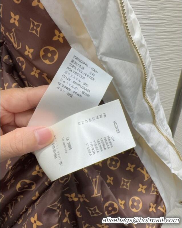 Luxury Cheap Louis Vuitton Monogram Accent Pillow Puffer Down Jacket LV102509 White 2025