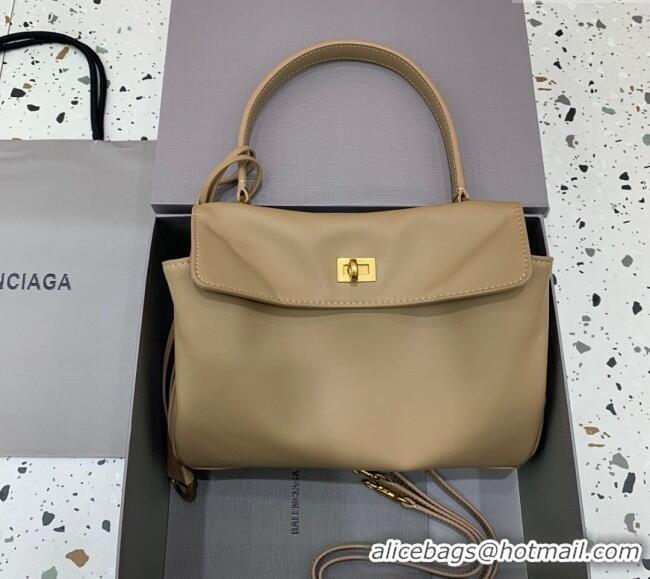 Original Cheap Balenciaga Rodeo Small Handbag In Smooth Calfskin 78972 Latte Beige/Gold