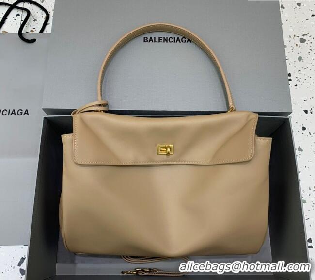 Market Sells Balenciaga Rodeo Medium Handbag In Smooth Calfskin 78972 Latte Beige/Gold