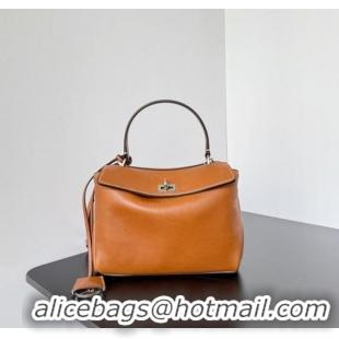 Spot Bulk Balenciaga Rodeo Mini Handbag in smooth calfskin With aged-silver hardware 78972 brown yellow 2025