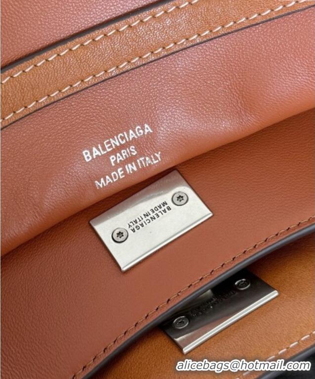 Spot Bulk Balenciaga Rodeo Mini Handbag in smooth calfskin With aged-silver hardware 78972 brown yellow 2025
