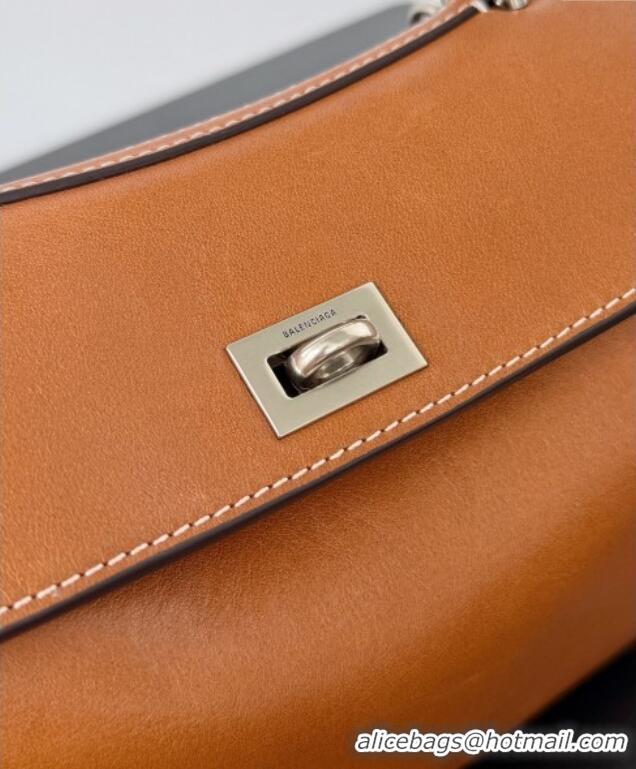 Spot Bulk Balenciaga Rodeo Mini Handbag in smooth calfskin With aged-silver hardware 78972 brown yellow 2025