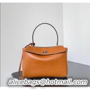 Buy Cheap Balenciaga Rodeo Small Handbag in smooth calfskin With aged-silver hardware 78972 brown yellow 2025