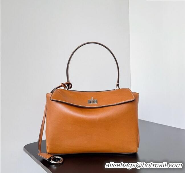 Buy Cheap Balenciaga Rodeo Small Handbag in smooth calfskin With aged-silver hardware 78972 brown yellow 2025