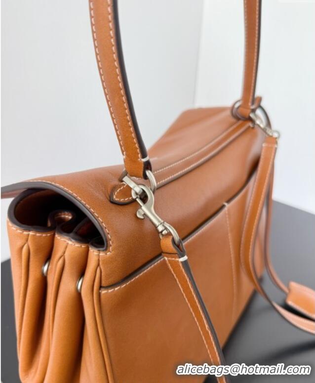 Luxury Classic Balenciaga Rodeo Medium Handbag in smooth calfskin 78972 brown yellow With aged-silver hardware 2025