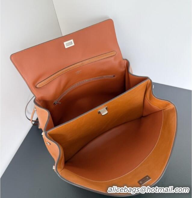 Luxury Classic Balenciaga Rodeo Medium Handbag in smooth calfskin 78972 brown yellow With aged-silver hardware 2025