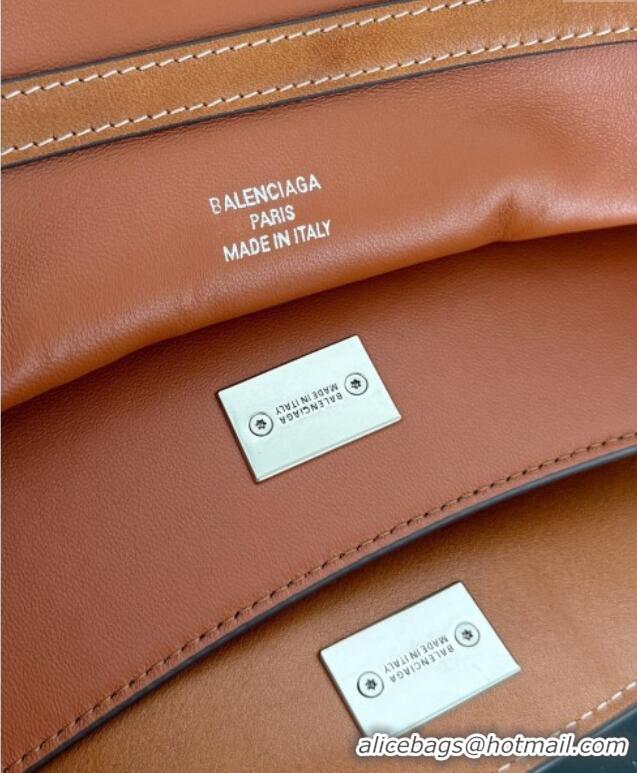 Luxury Classic Balenciaga Rodeo Medium Handbag in smooth calfskin 78972 brown yellow With aged-silver hardware 2025