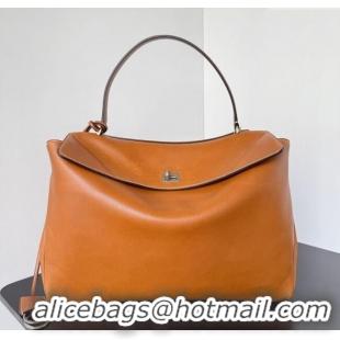 Buy Classic Balenciaga Rodeo Large Handbag in smooth calfskin 78972 brown yellow With aged-silver hardware 2025