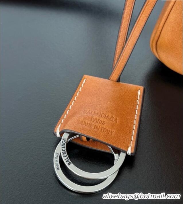 Buy Classic Balenciaga Rodeo Large Handbag in smooth calfskin 78972 brown yellow With aged-silver hardware 2025