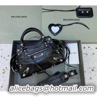 Spot Bulk Balenciaga Neo Cagole XS Lambskin Top Handle Bag with Crystal 638515 Black 2025
